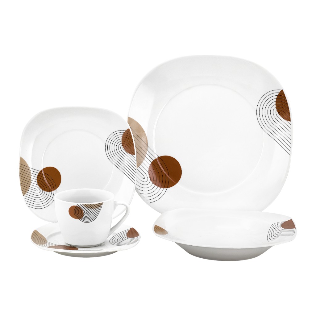 Set De Vajilla Blanco Con Diseño 20Pzs