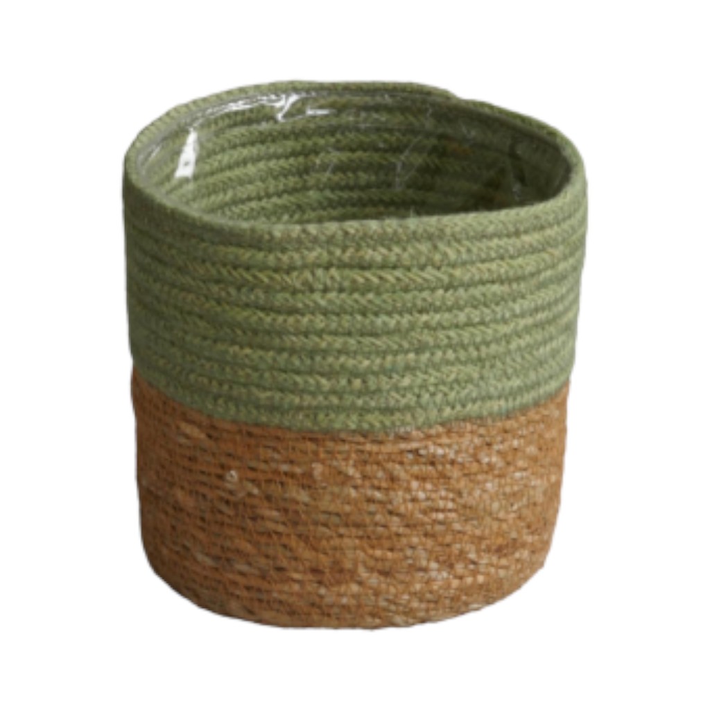 Cesta Para Maceta Marrón Claro Y Verde 14X14Cm