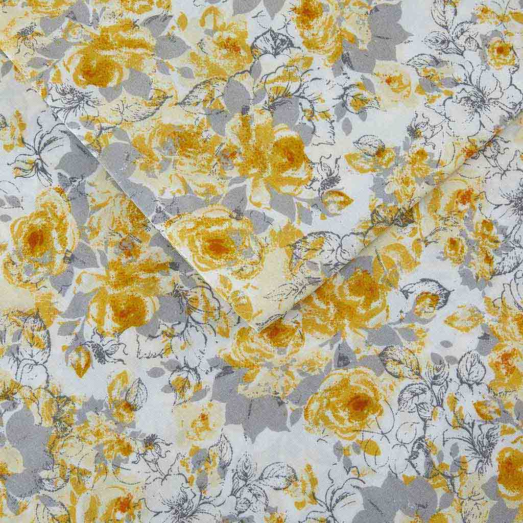 Juego De Sabanas Estampado Floral Amarillo Full