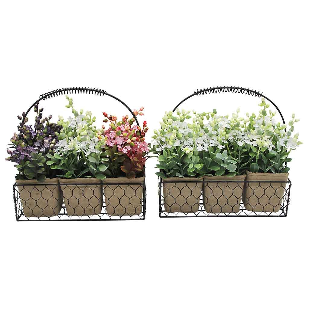 Flores artificiales en maceta con asas 22CM surtidas
