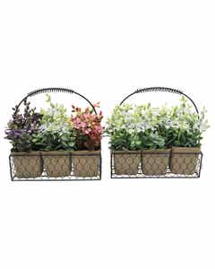 Flores artificiales en maceta con asas 22CM surtidas