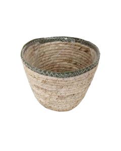 Cesta Para Plantas Crema Y Verde 17X14Cm