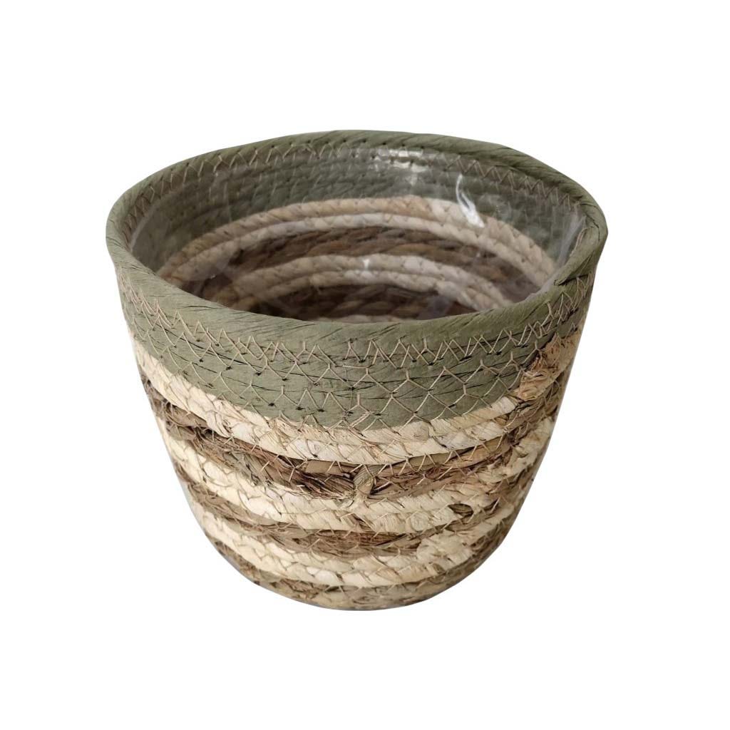 Cesta Para Plantas Marrón-Beige Y Verde 17X14Cm