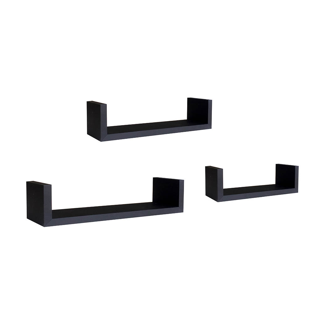 Estantes de pared negro en forma de U- 3 piezas