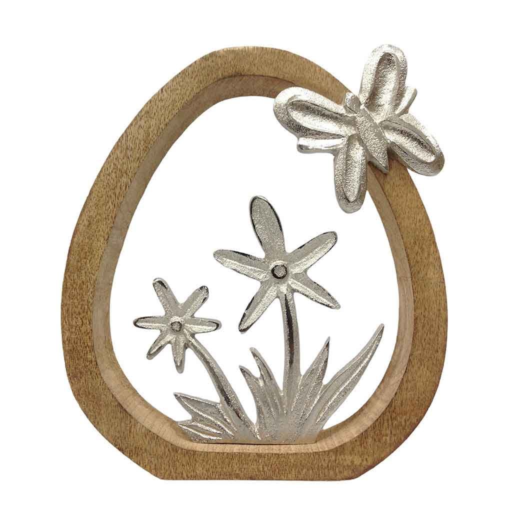 Figura Decorativa De Huevo De Pascua Con Flores 23x21cm