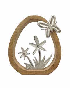 Figura Decorativa De Huevo De Pascua Con Flores 23x21cm