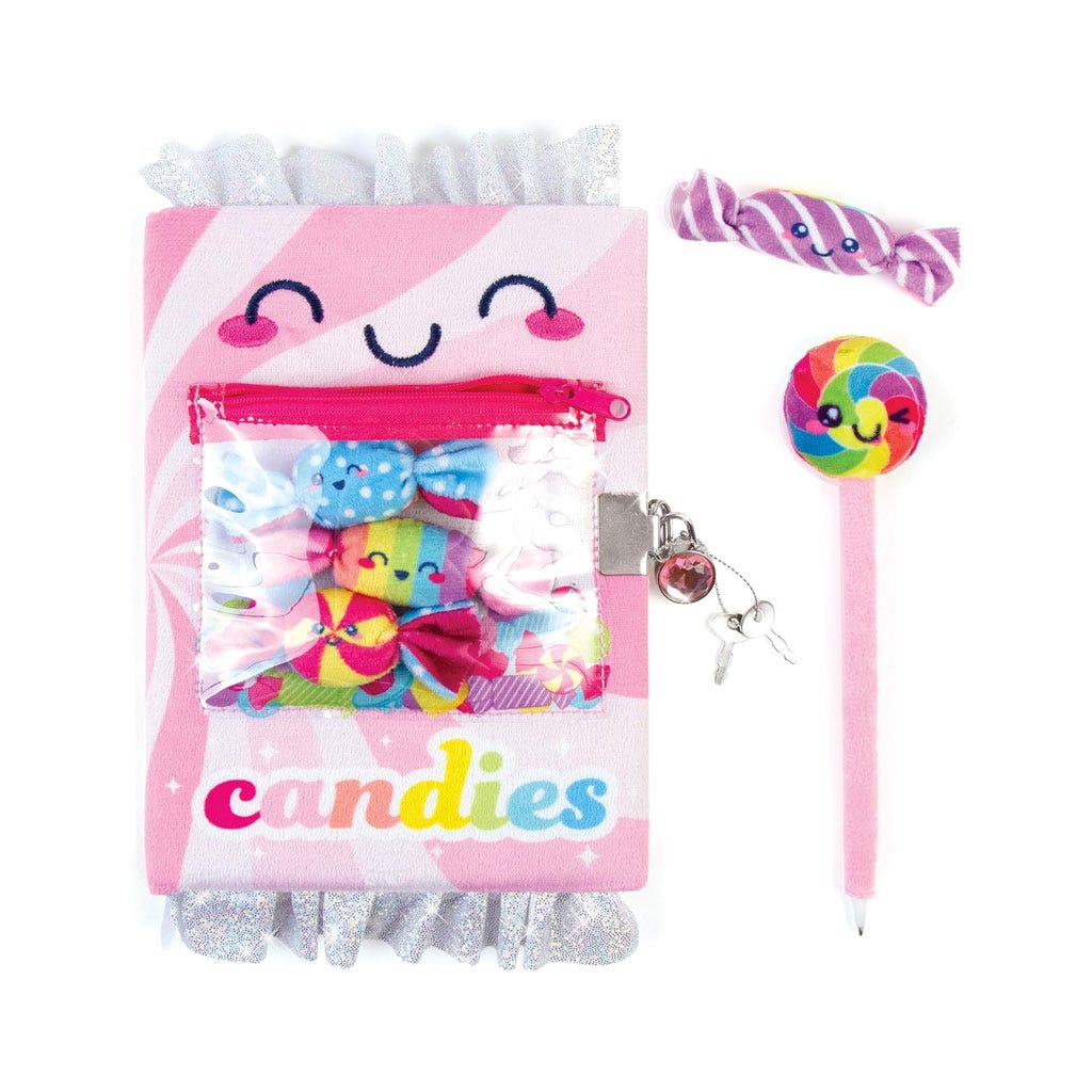 Diario Chicle De Peluche Con Bolsillo Y Cierre De Cremallera