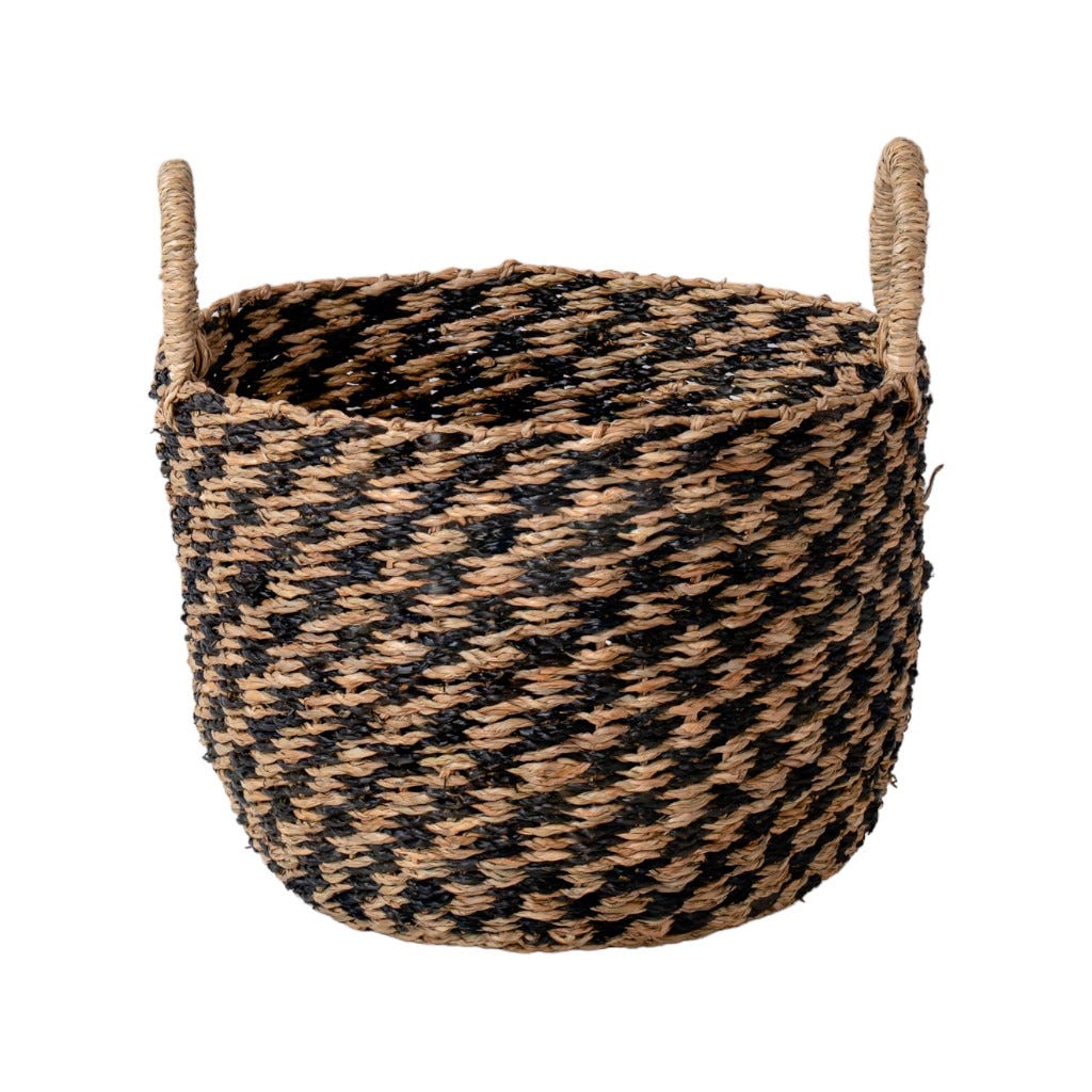 Canasta Decorativa De Mimbre Trenzado De Color Negro 35X25Cm
