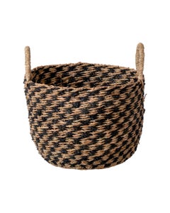 Canasta Decorativa De Mimbre Trenzado De Color Negro 35X25Cm