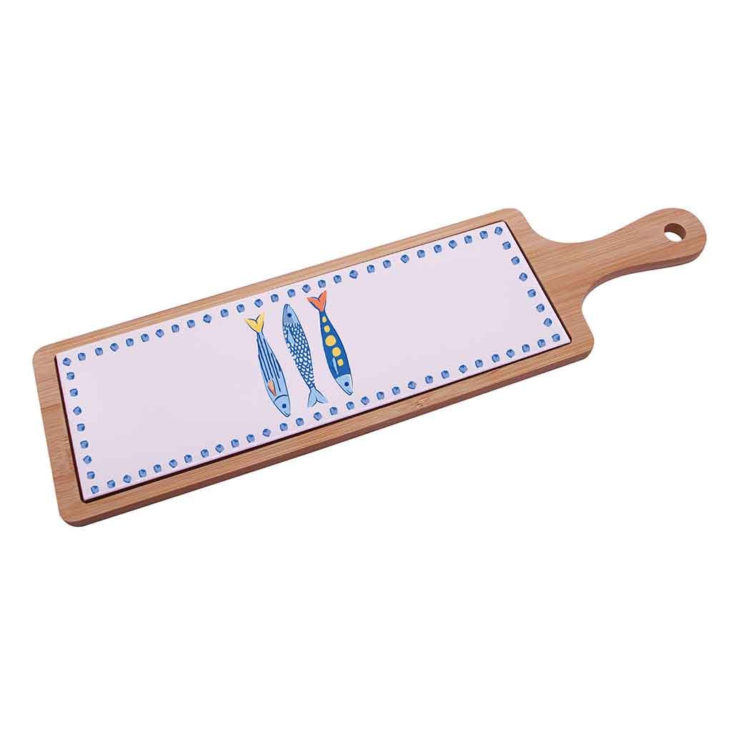 Tabla De Servir Estampado De Pez 44X12Cm