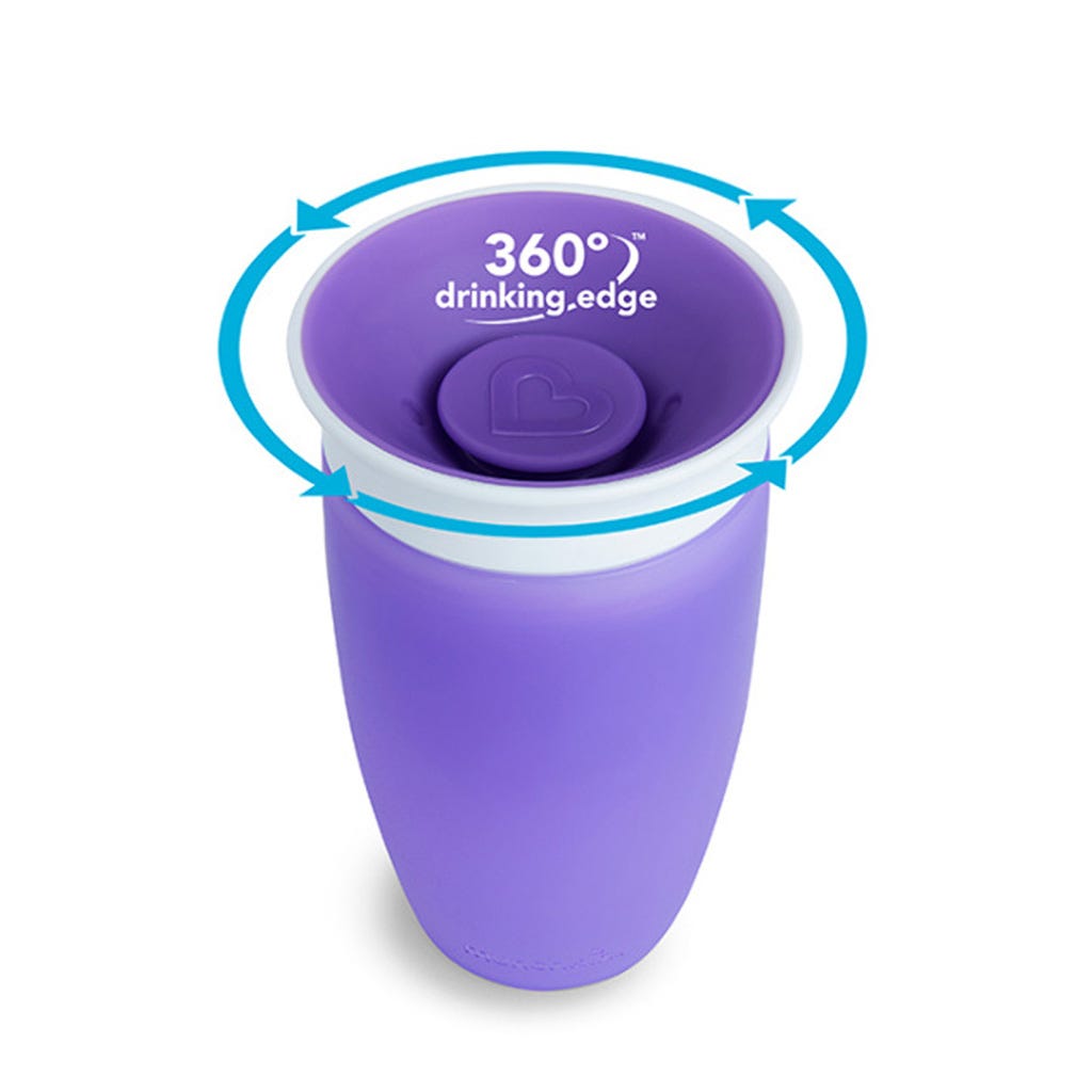 Vaso Miracle morado con tapa 360° Munchkin