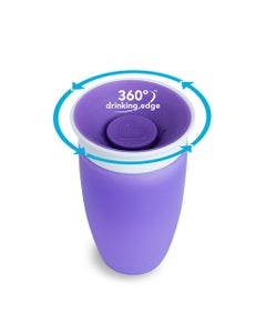 Vaso Miracle morado con tapa 360° Munchkin