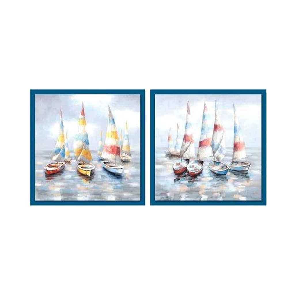 Cuadro Decorativo De Barcos Surtidos 75X4X75Cm