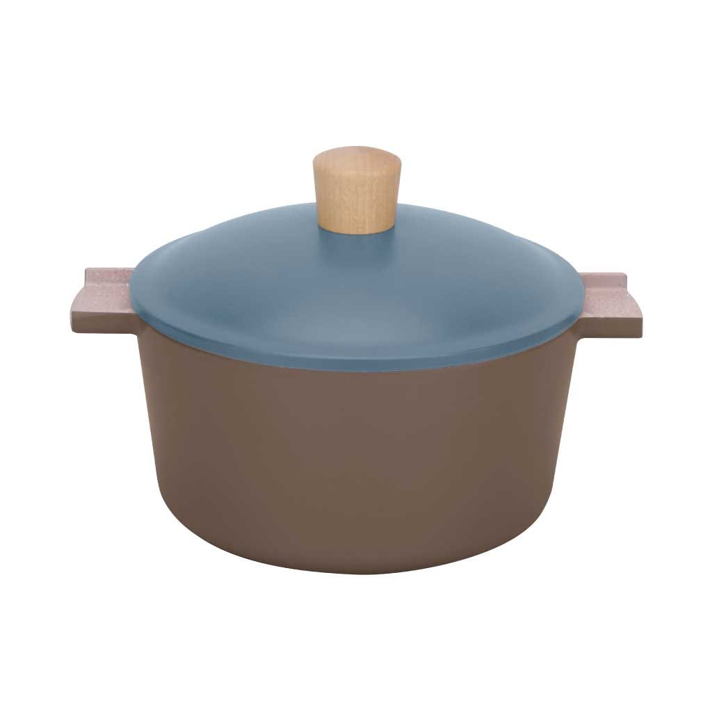 Cacerola Con Tapa Celeste Y Marrón 20Cm
