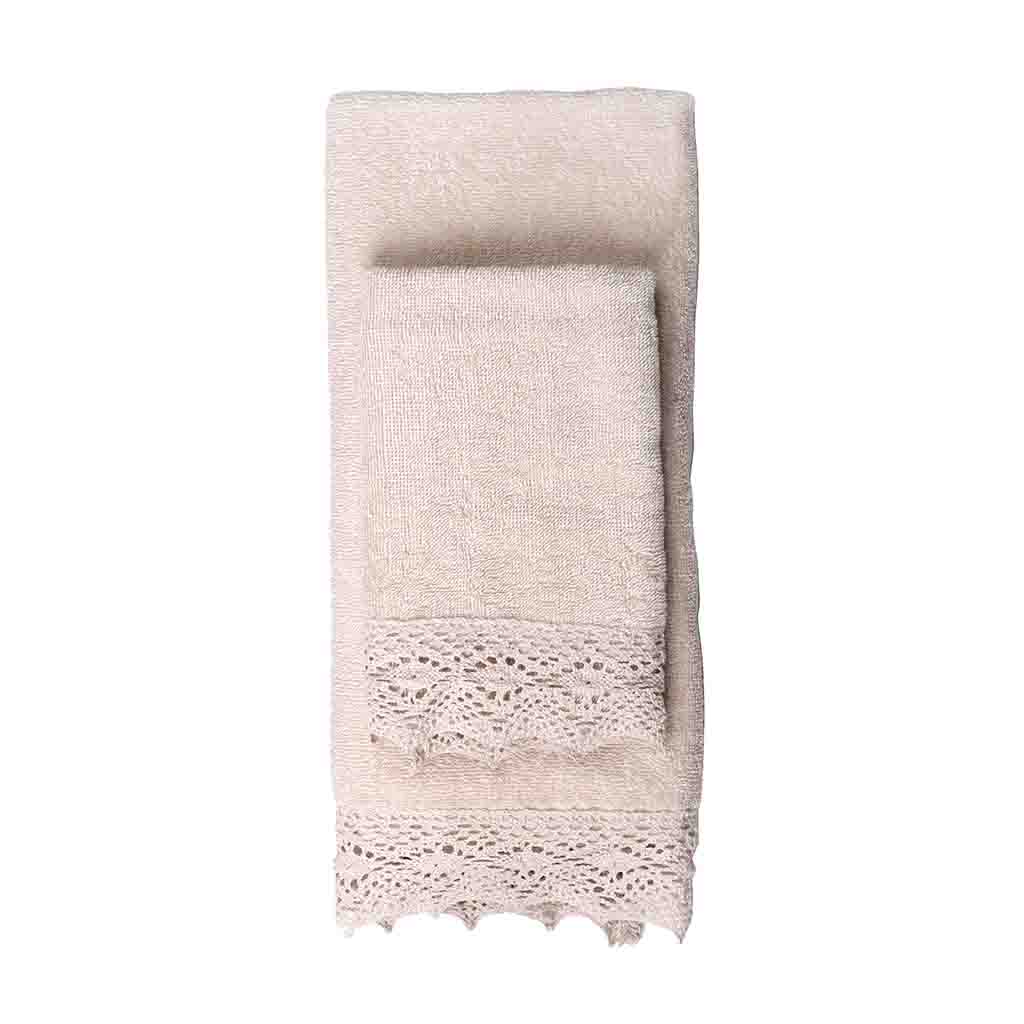 Set De 2 Pcs De Toallas Beige