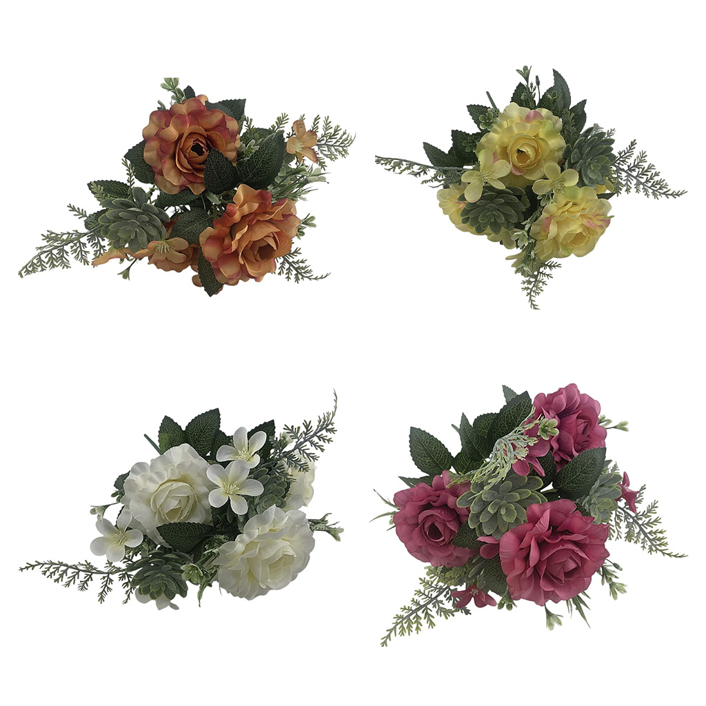 Planta Artificial Ramo De Rosas Colores Surtidos 35cm