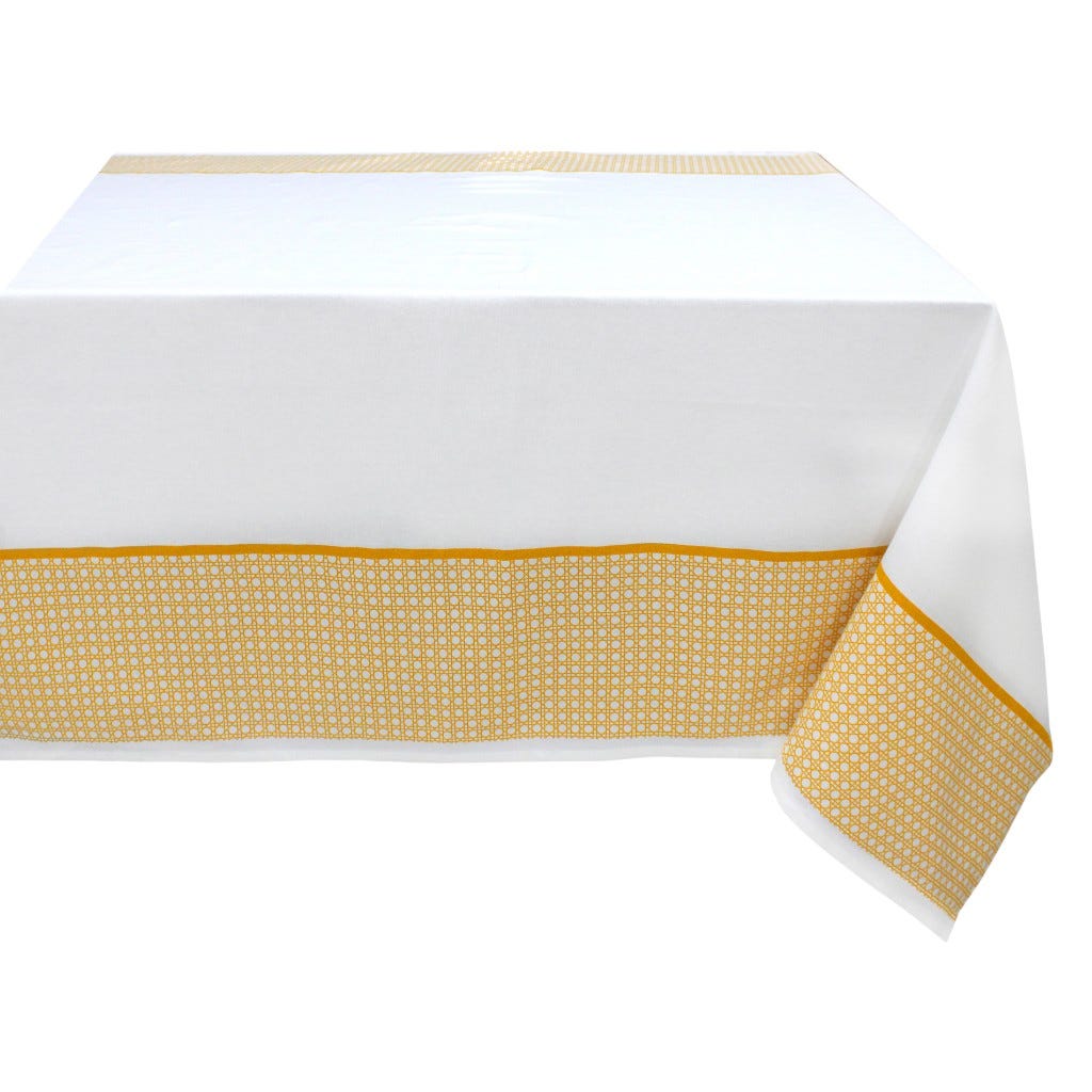 Mantel Blanco Con Franjas Amarillas 160X320Cm