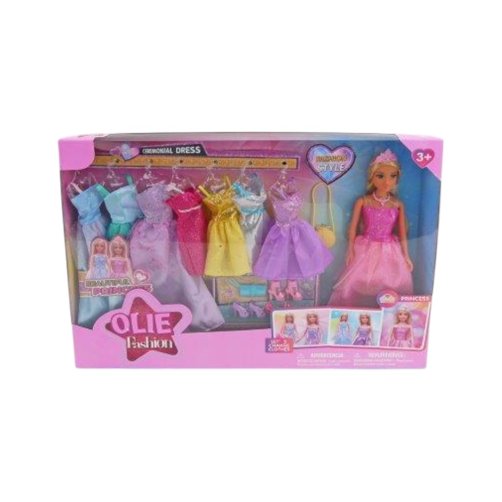 Muñeca De 11.5" Con 8 Vestidos De Princesa