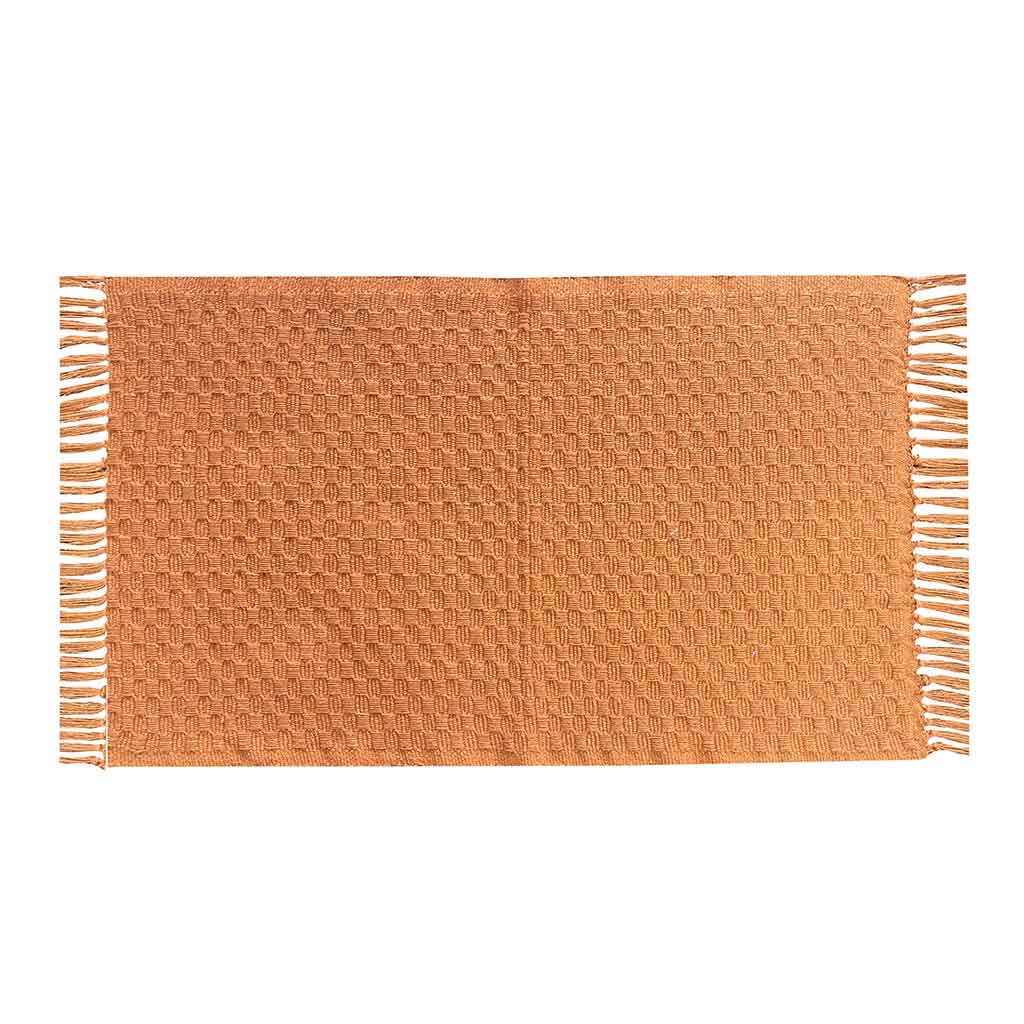 Alfombra tejida naranja con flecos 60X90CM