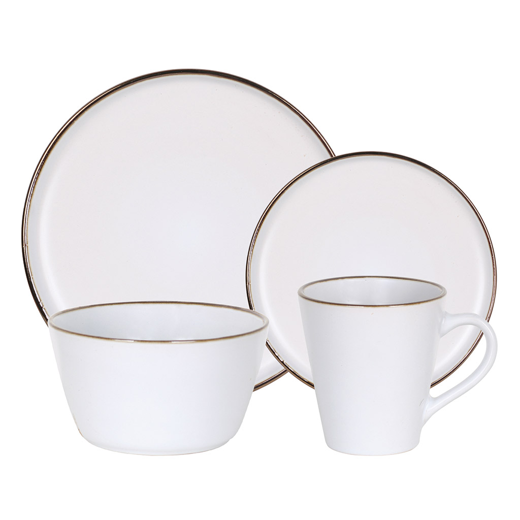 Juego De Vajillas Blanco Con Detalles 16 Piezas