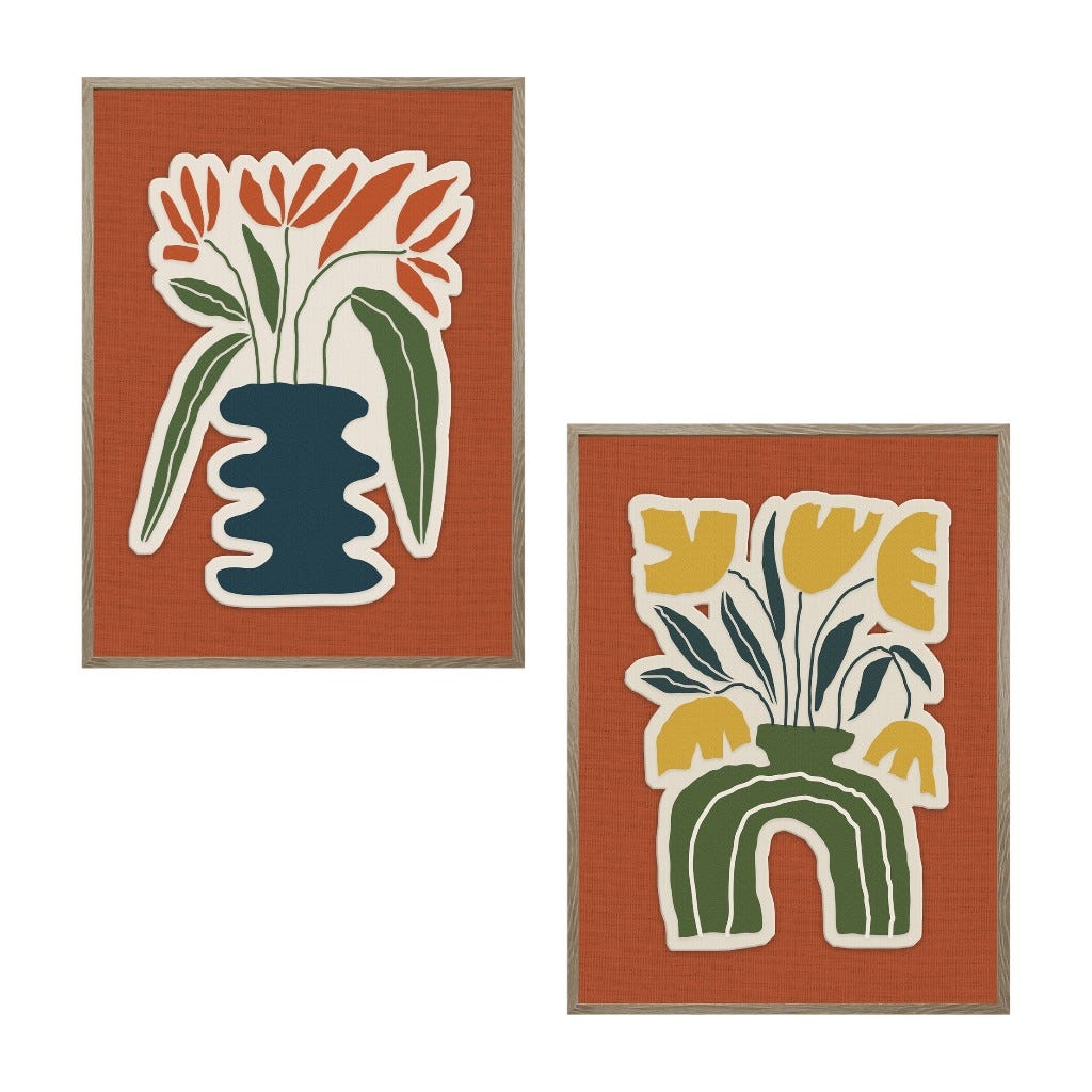 Cuadro De Plantas En Jarra Surtido 45x60x2cm