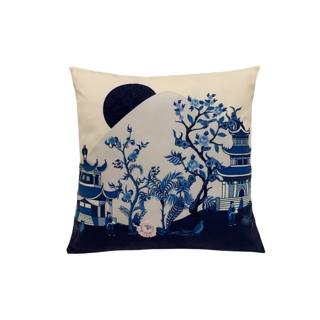 Cojín Chinoiserie Azul 45X45Cm