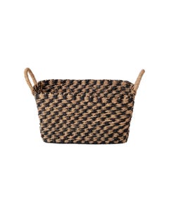 Cesta De Mimbre Con Patrón De Líneas Negras 40X26X22Cm