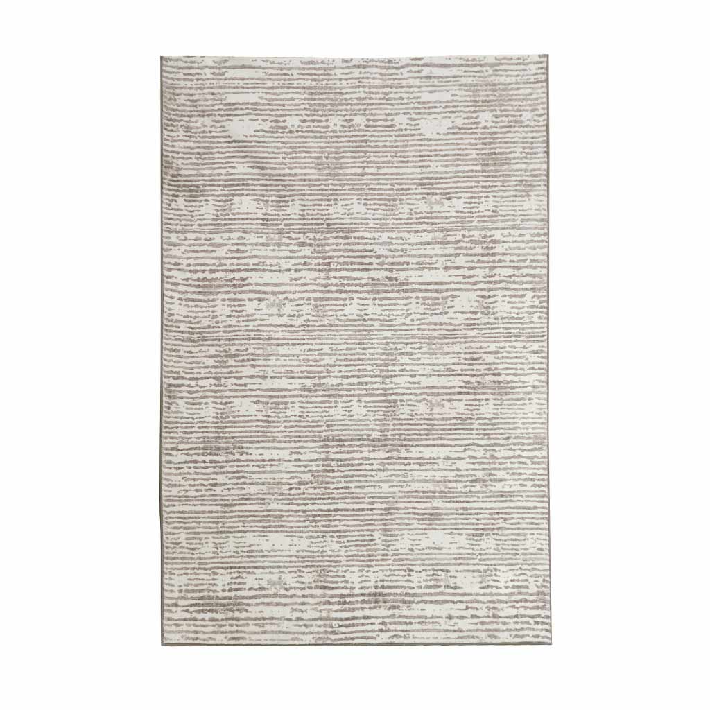 Alfombra Afelpada Beige Diseño De Rayas 120X180Cm
