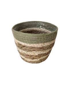 Cesta Para Plantas Marrón-Beige Y Verde 20X16Cm
