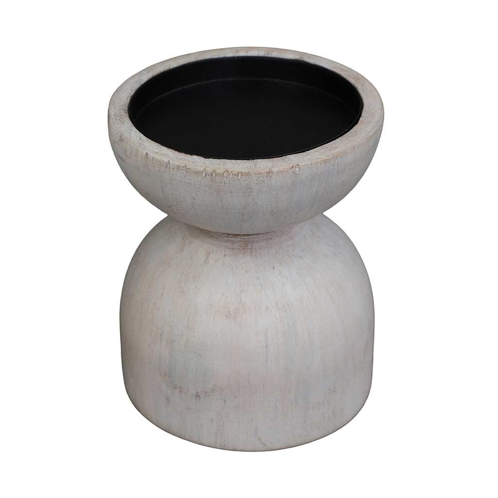Candelabro Decorativo De Madera Blanco 10.50x13cm