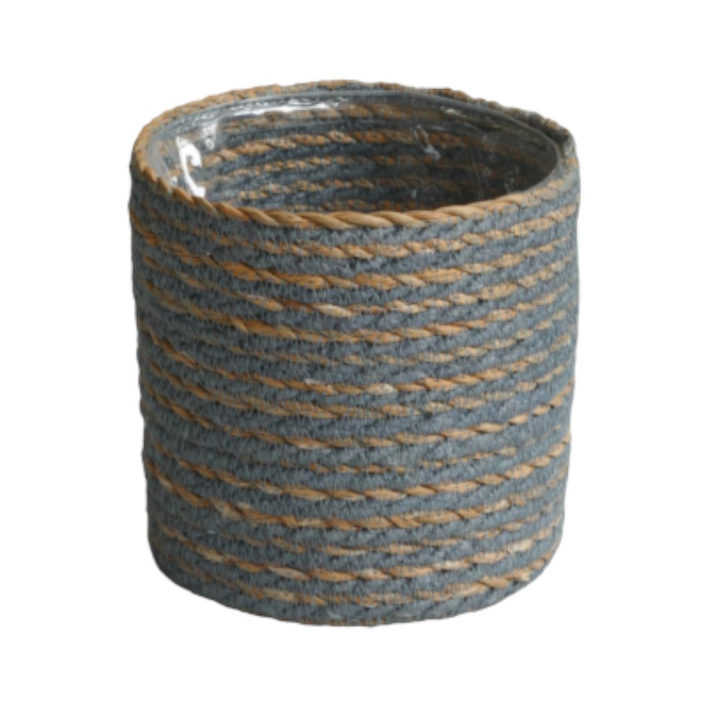 Cesta Para Maceta De Yute Azul 14X14Cm