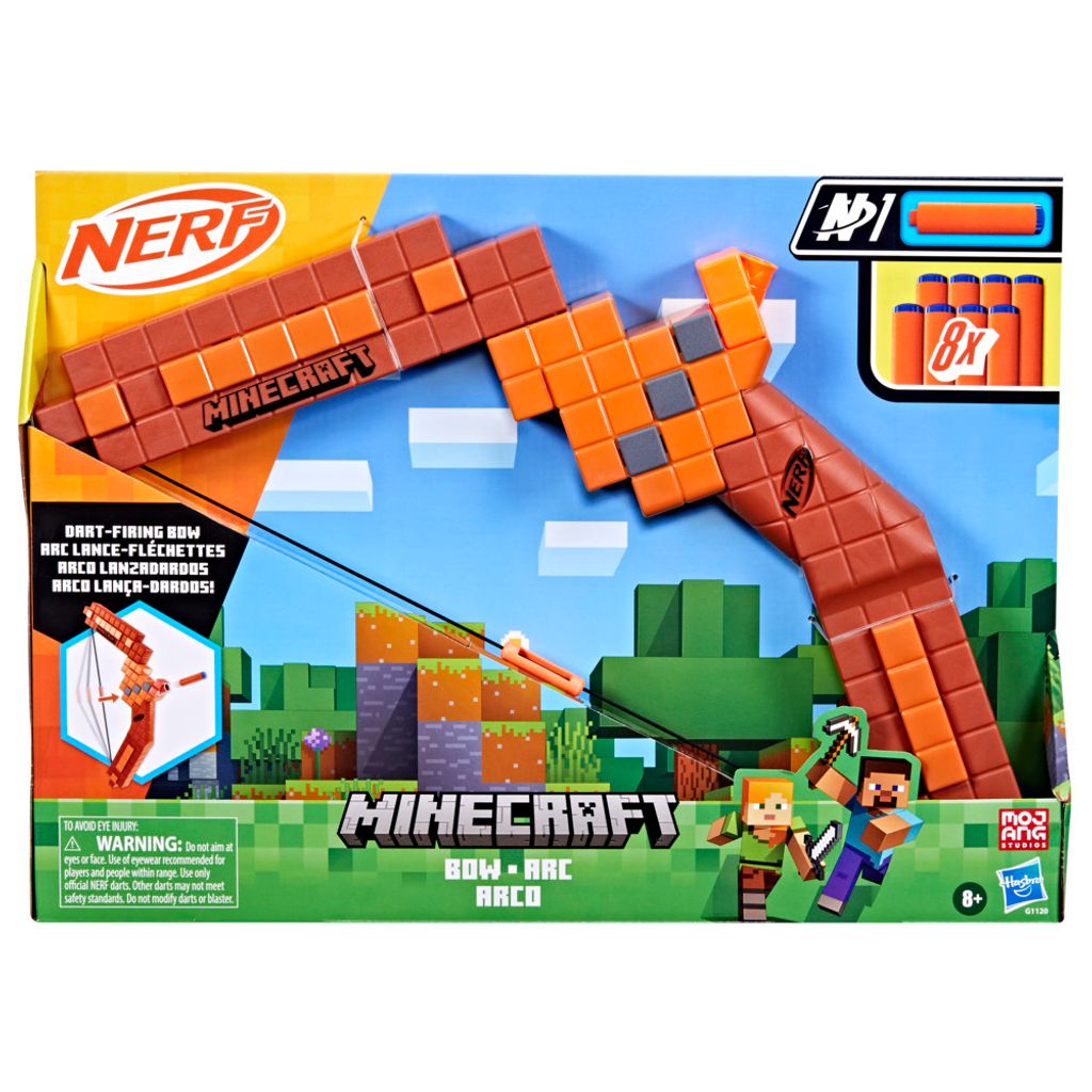 Lanzador Nerf Minecraft Arco 8 Dardos