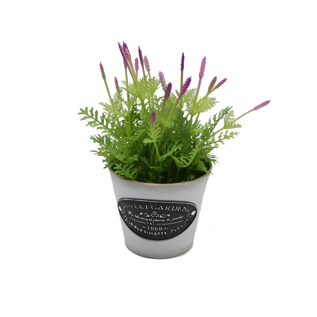 Planta artificial con flores en maceta
