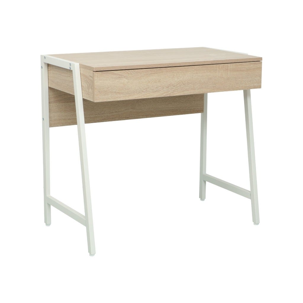 Escritorio De Roble Barnie Blanco 84x48x76cm