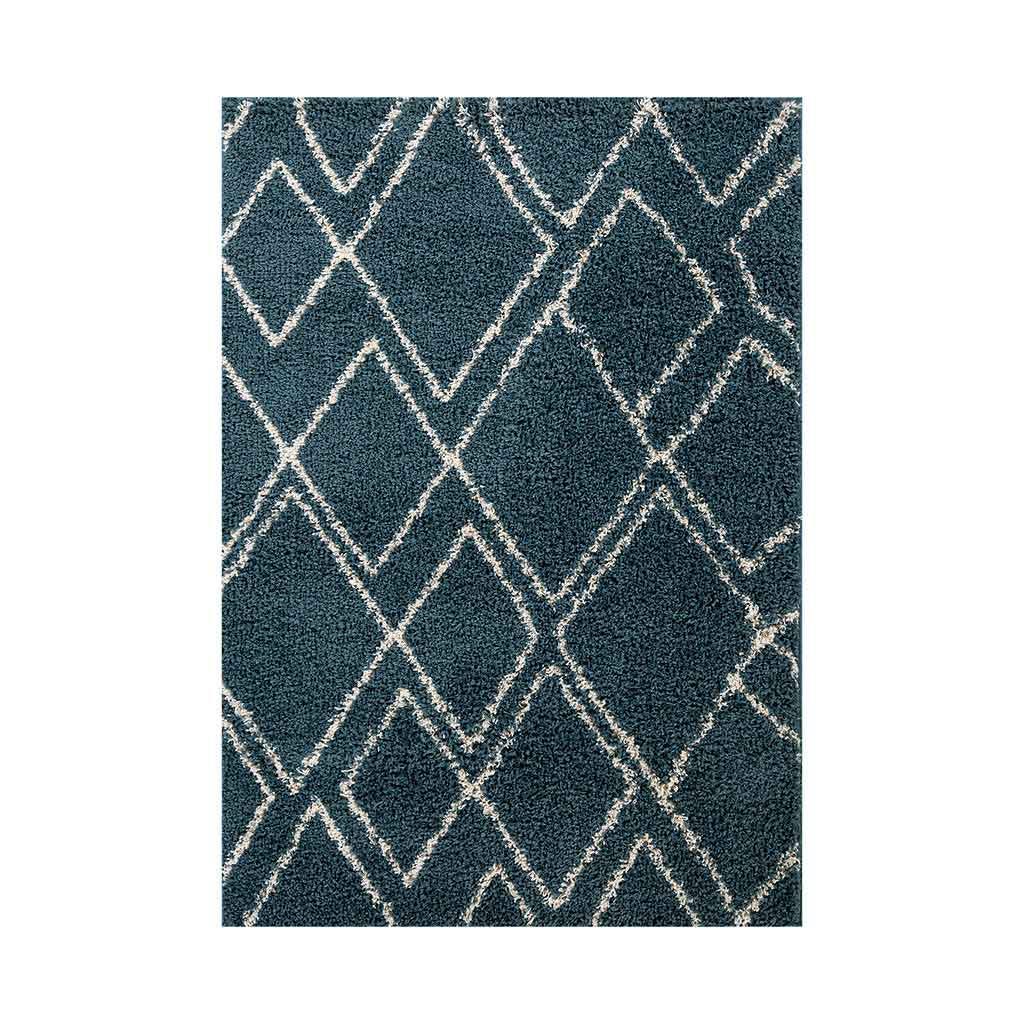Alfombra Azul Estampada De Rombo 160x235cm