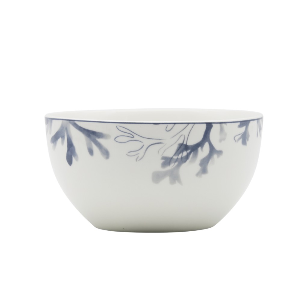 Tazón Blanco Estampado Coral Marino Azul 27Cm