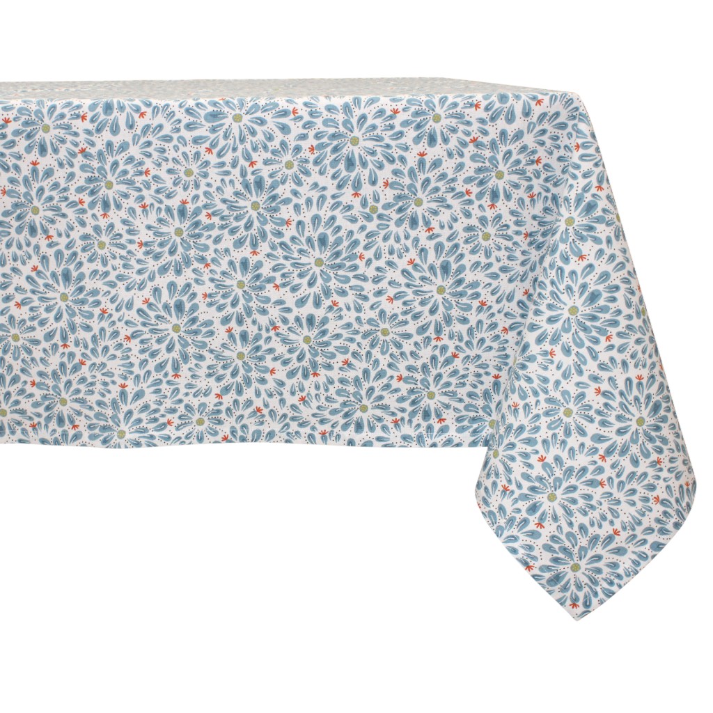 Mantel Blanco Estampado Flores Azules 160X280Cm