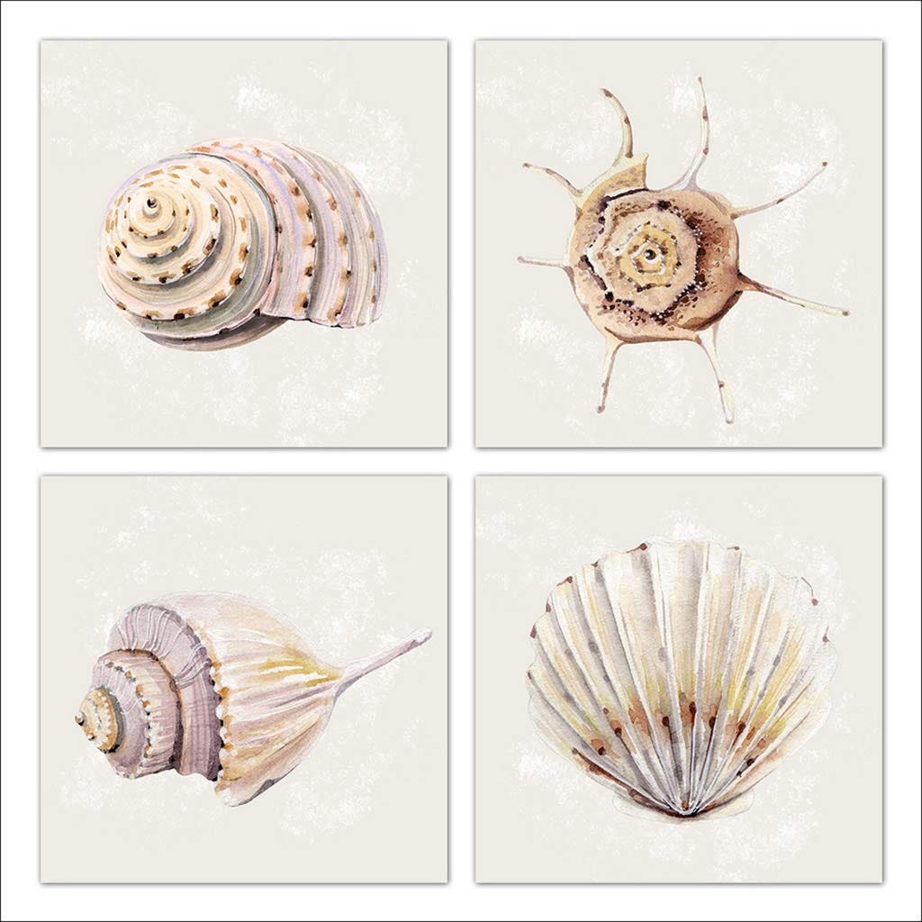 Cuadro De Lienzo De Elementos Marinos Surtidos 28X28X1.5Cm