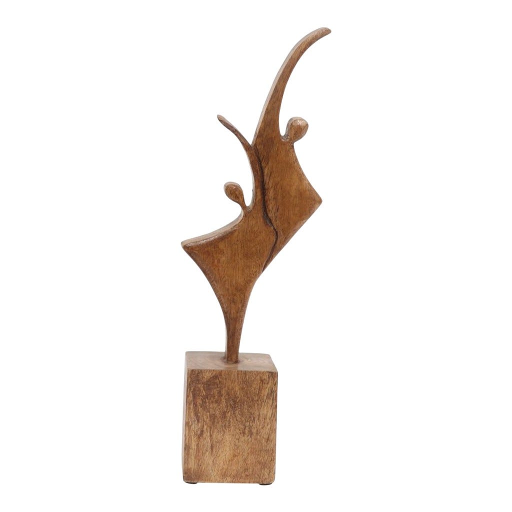 Figura Decorativa Abstracta De Madera 40X18X3Cm
