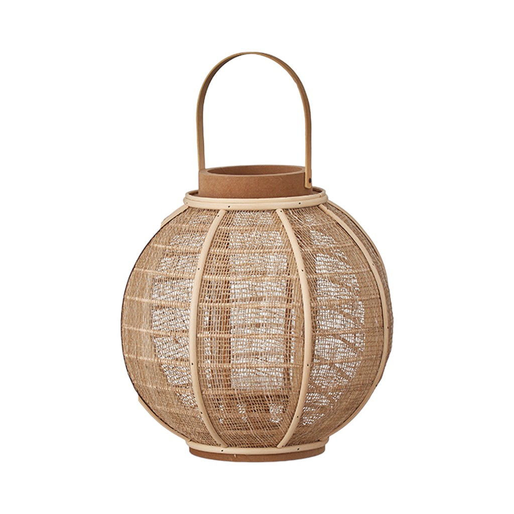 Linterna Redonda De Mimbre 27.5X27.5X29Cm