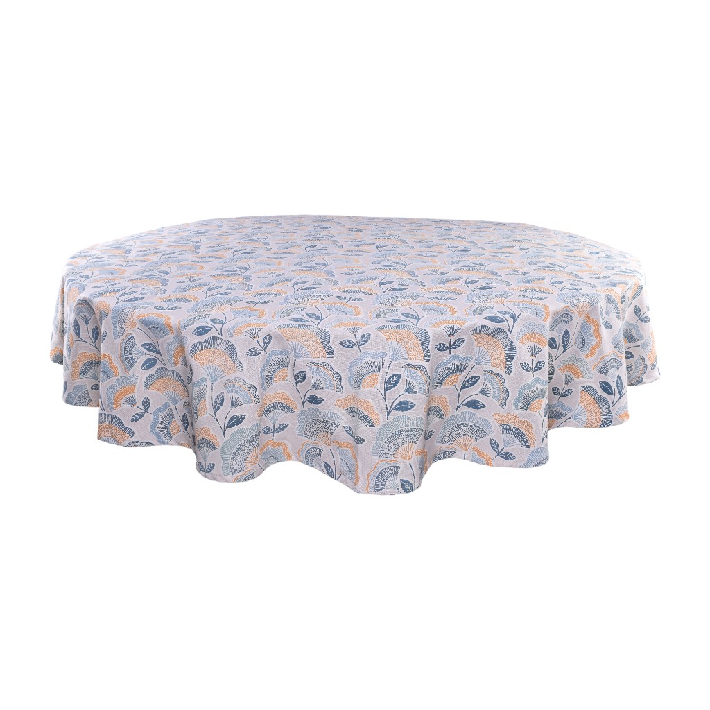 Mantel Estampado De Flor Azul Y Amarillo 180Cm