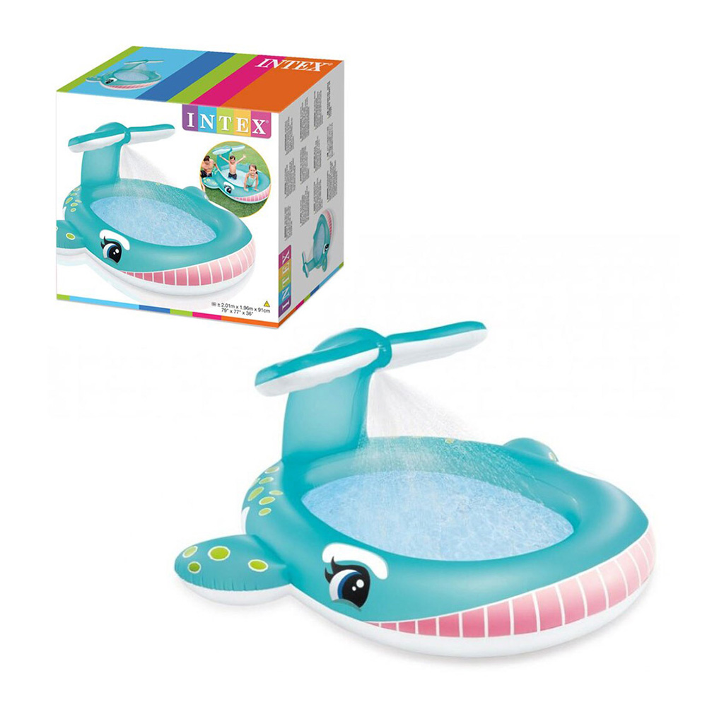Piscina y Rociador Inflable de Ballena Intex