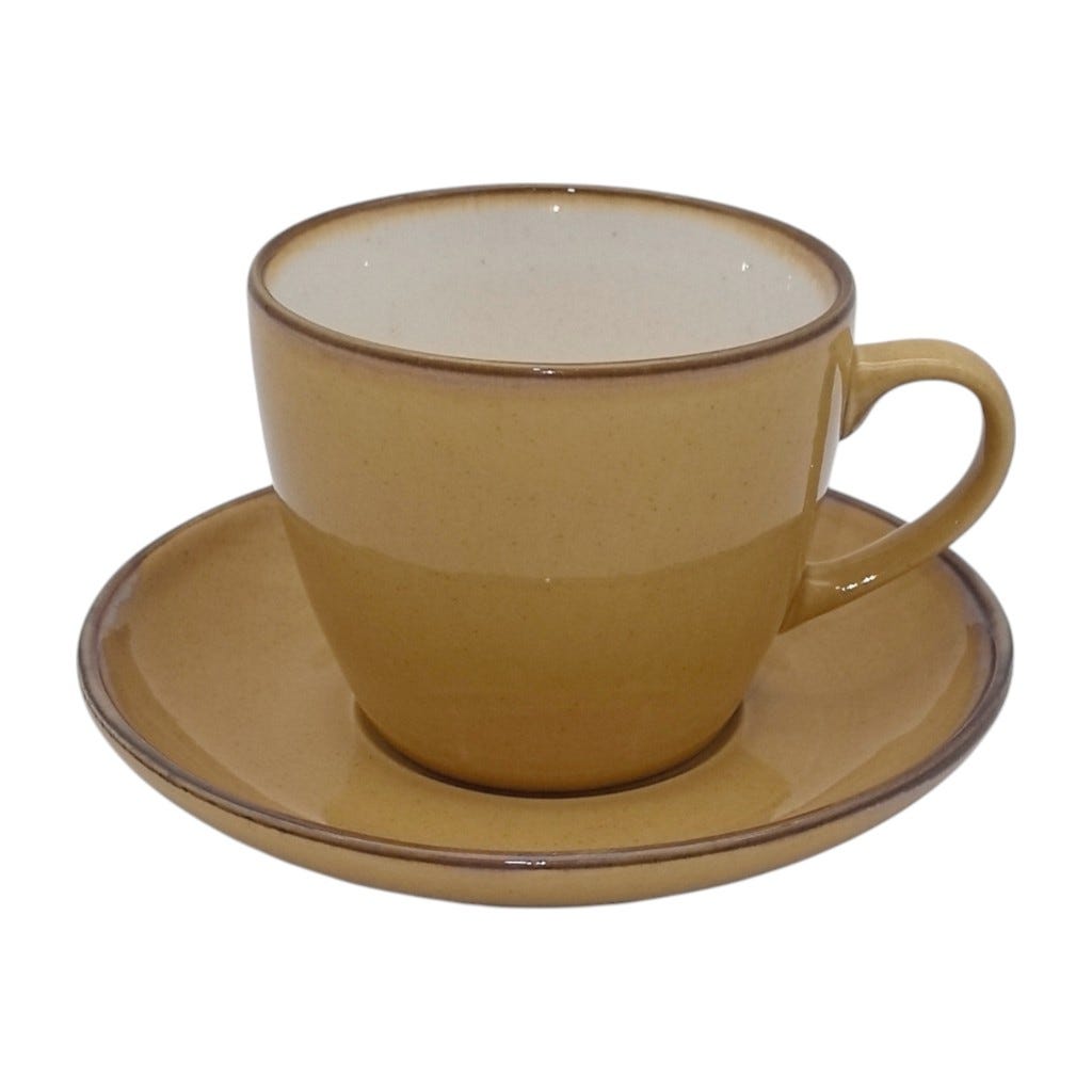 Set De Platos Con Tazas Amarillos De 4 Pzs 3oz