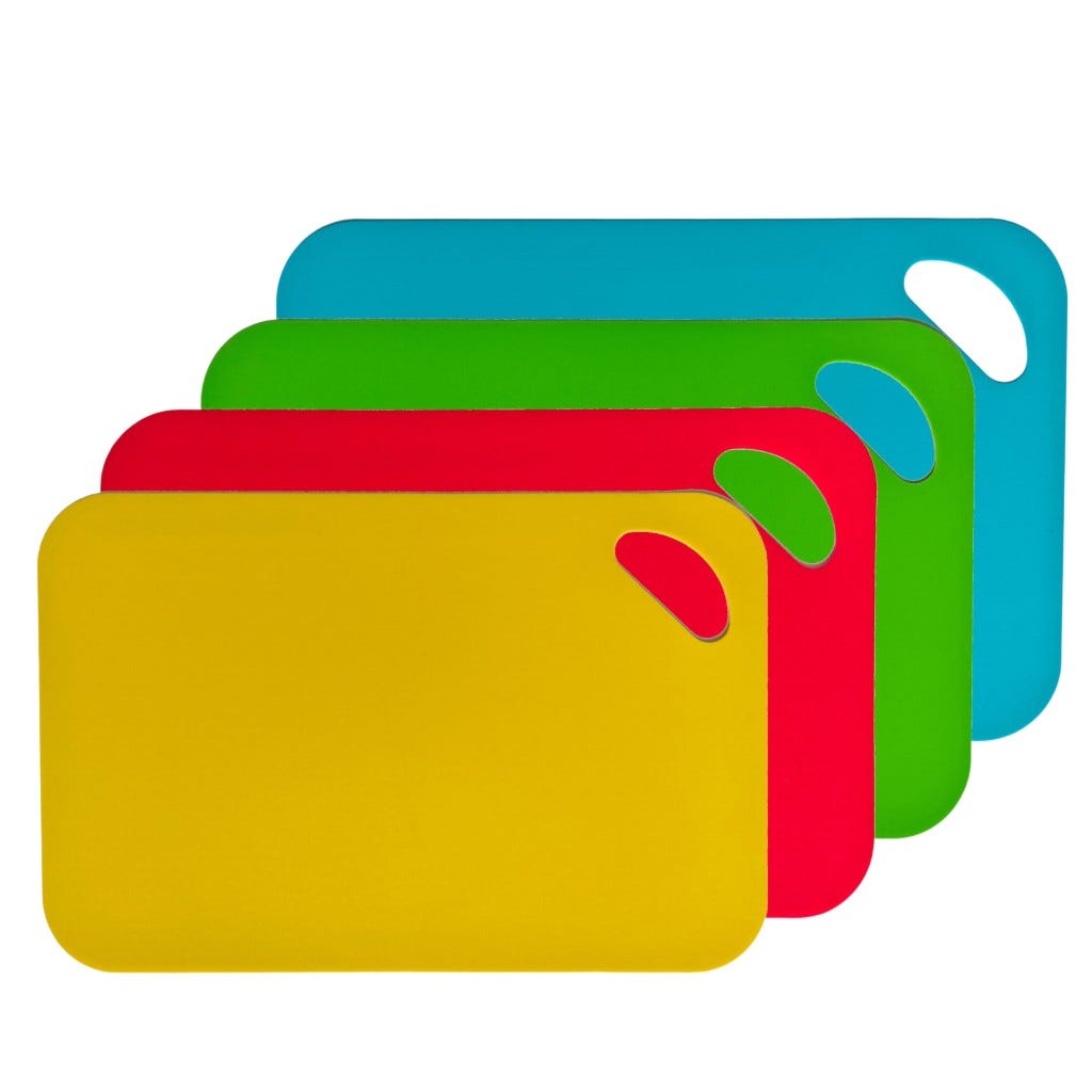 Tabla De Picar Antideslizante 4 Pzs Colores Surtidos 19X29Cm
