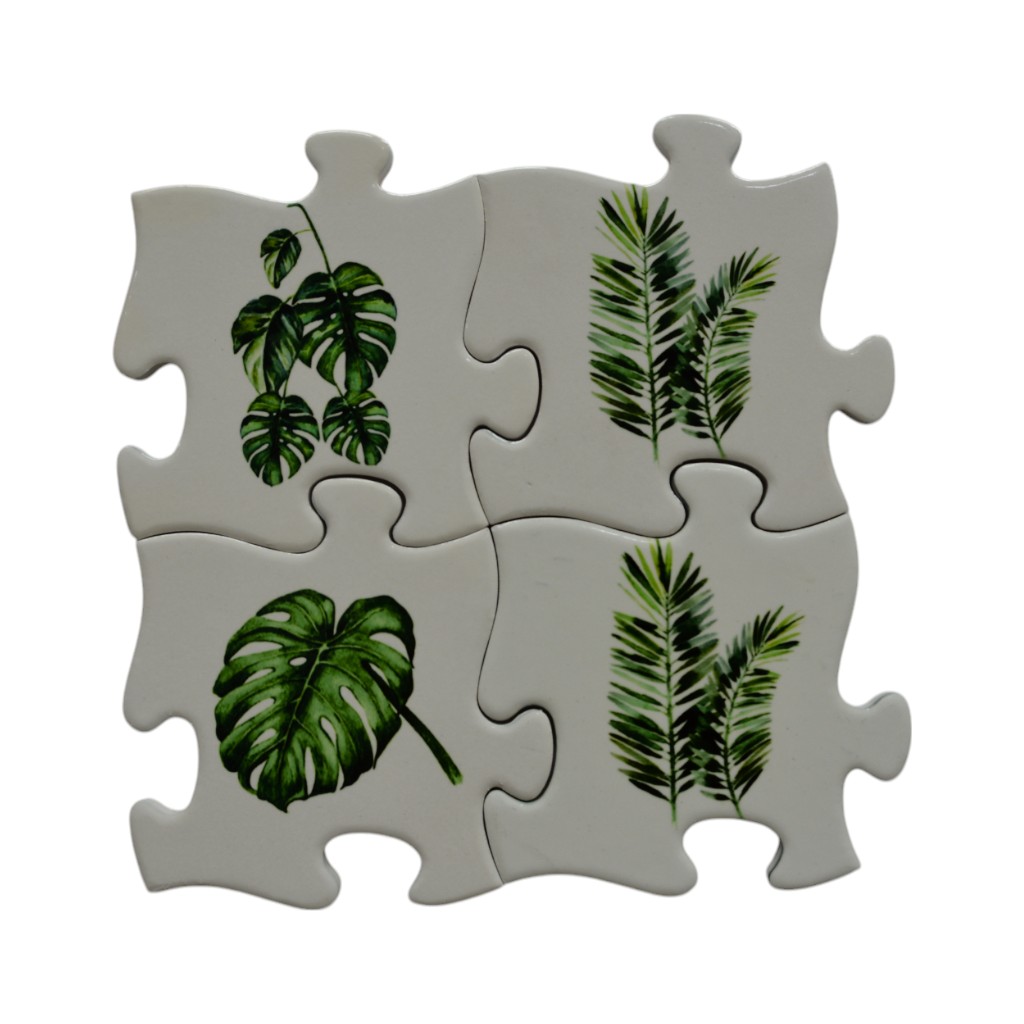 Juego De Posavasos De Rompecabezas 4Pzs 11Cm