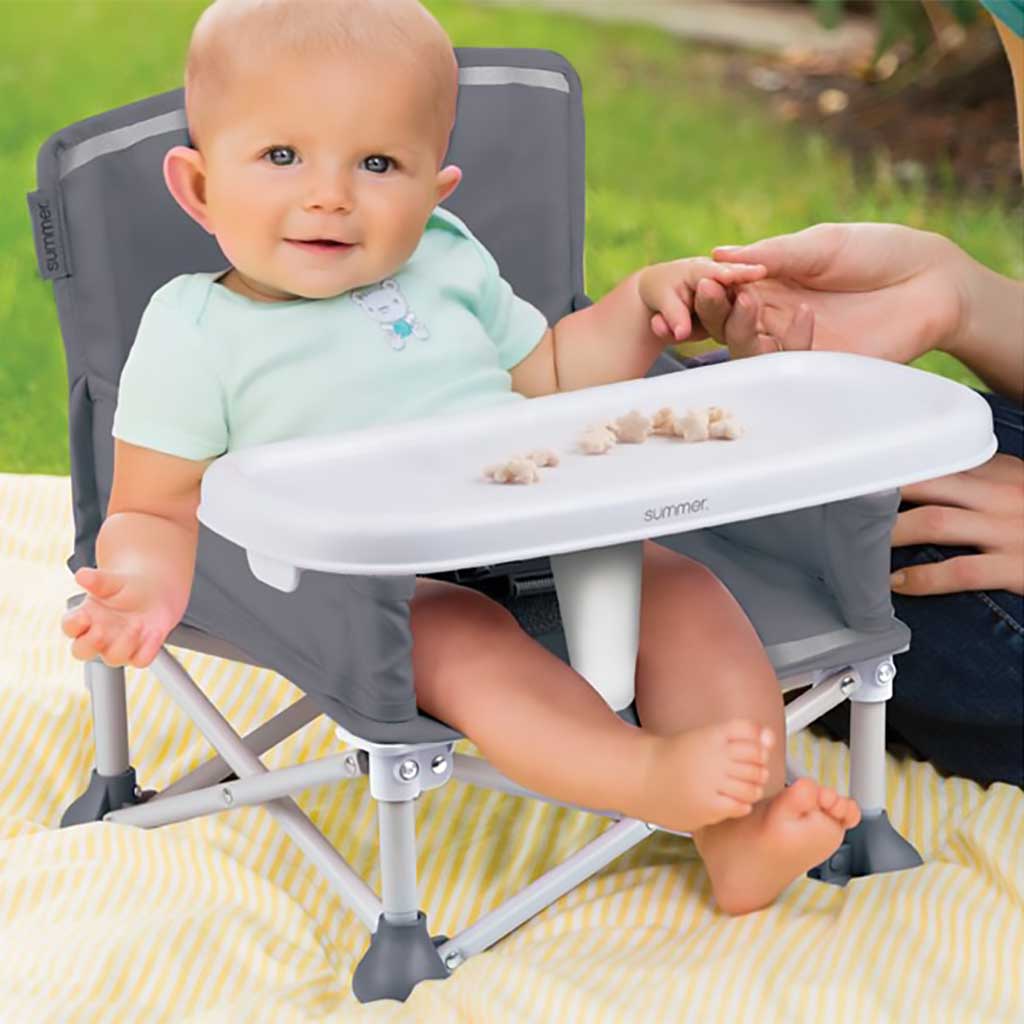 Asiento portátil para bebés gris Pop 'N Sit Summer Infant
