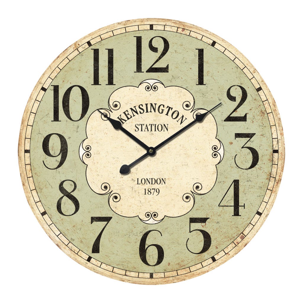 Reloj de pared con diseño de kensington station antiguo