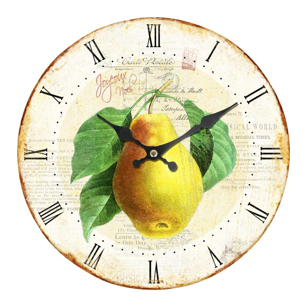 Reloj de pared con diseño de pera