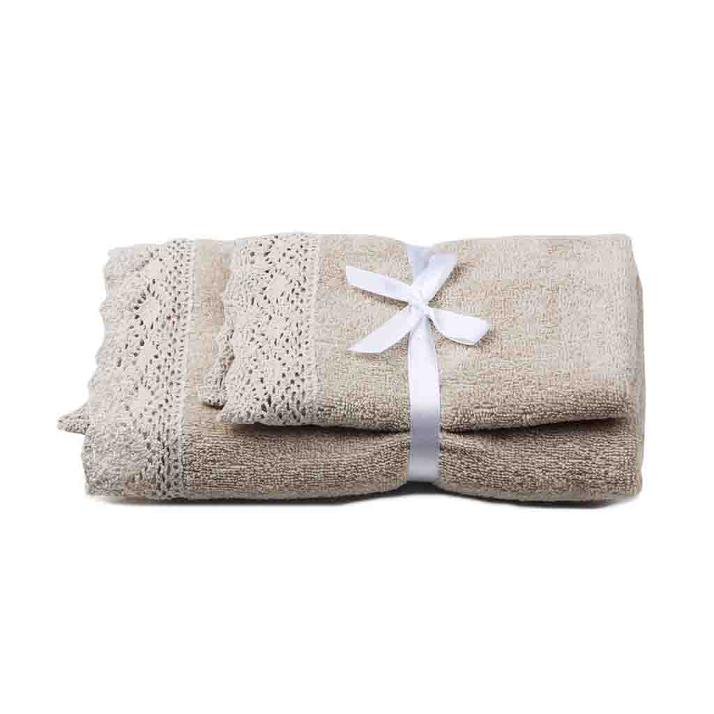 Juego De 2 Piezas De Toallas Beige
