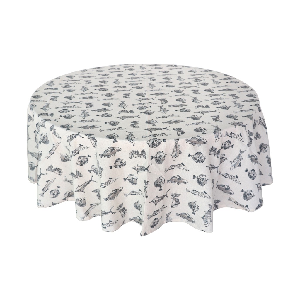 Mantel Redondo Estampado De Peces 180Cm